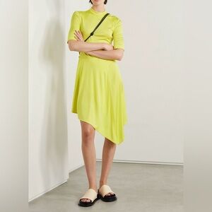 STELLA MCCARTNEY Asymmetric draped stretch-jersey mini dress IT 38 US 2-4 Yellow